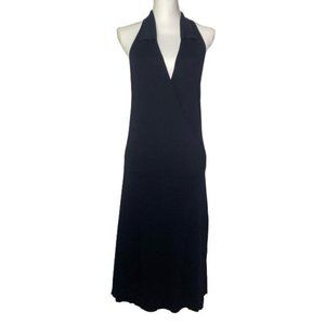 Frisson sleeveless sexy plunge dress black size Large L